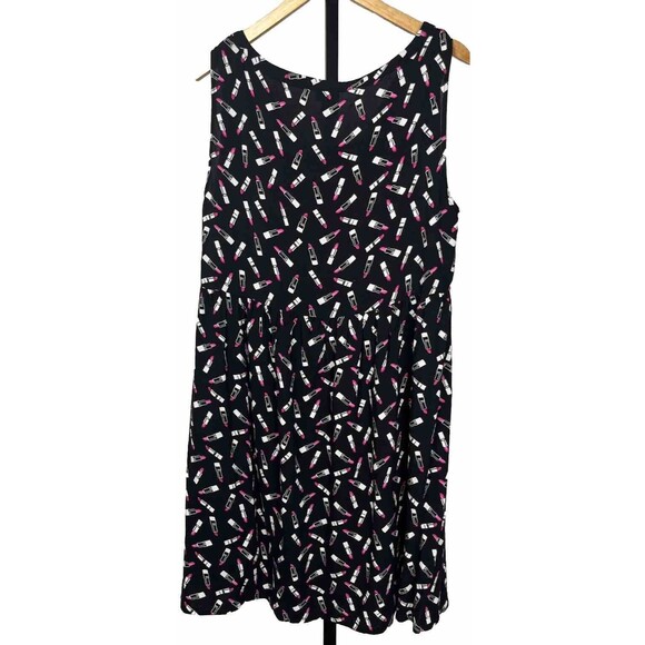 Torrid Dress 1 Babydoll Mini Sundress Button Tank Shift Lipstick Black Plus 1X - Picture 2 of 3